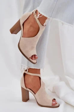 Sandały Na Słupku|Sandały Na Obcasie><noscript><img width=