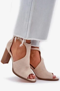 Sandały Na Słupku|Sandały Na Obcasie><noscript><img width=