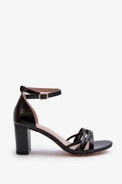 Outlet Evento Sandały Na Słupku Z Paseczkami Czarne Enitia Czarny