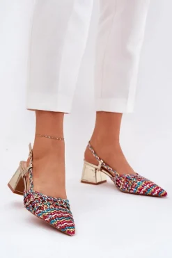 Sale Boto Sandały Na Słupku Z Plecionką I Szpiczastymi Noskami Multikolor Resterri Wielokolorowy