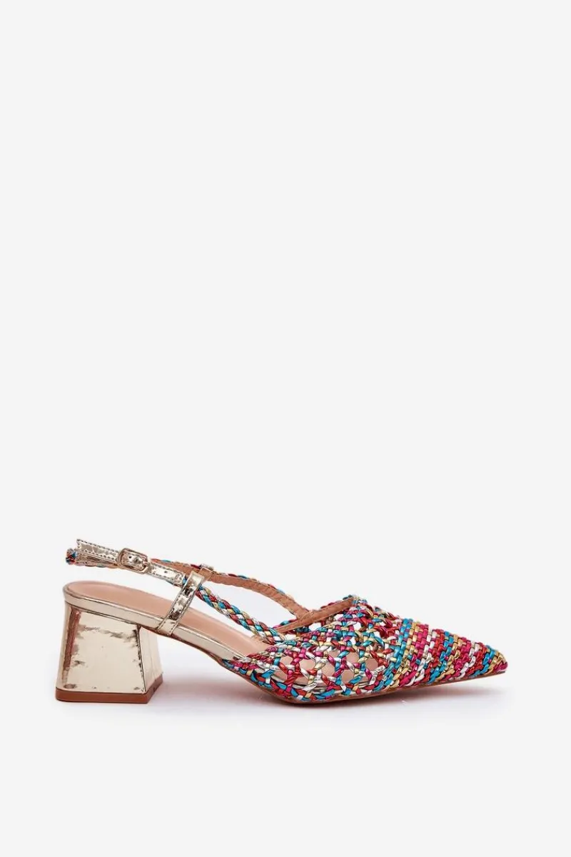 Sale Boto Sandały Na Słupku Z Plecionką I Szpiczastymi Noskami Multikolor Resterri Wielokolorowy