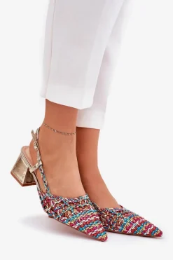 Sale Boto Sandały Na Słupku Z Plecionką I Szpiczastymi Noskami Multikolor Resterri Wielokolorowy