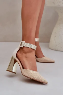 Best Sandały Na Słupku Ze Szpiczastymi Noskami Złote Gekkaria Damskie Sandały Na Słupku|Sandały Na Obcasie