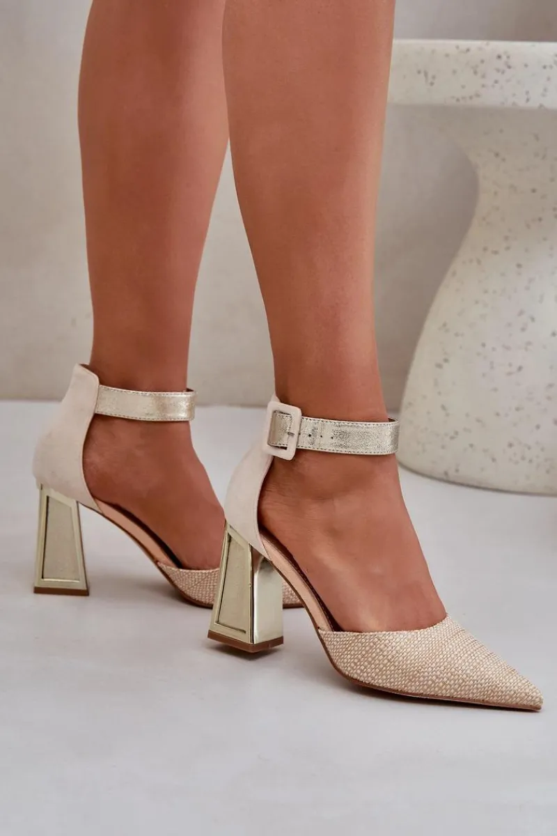 Best Sandały Na Słupku Ze Szpiczastymi Noskami Złote Gekkaria Damskie Sandały Na Słupku|Sandały Na Obcasie