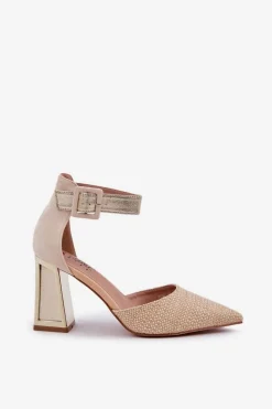 Best Sandały Na Słupku Ze Szpiczastymi Noskami Złote Gekkaria Damskie Sandały Na Słupku|Sandały Na Obcasie