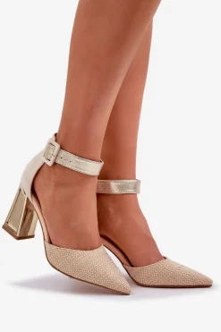 Best Sandały Na Słupku Ze Szpiczastymi Noskami Złote Gekkaria Damskie Sandały Na Słupku|Sandały Na Obcasie