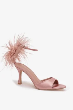 Sandały Na Obcasie>Boto Sandały Na Szpilce Z Piórami Brudny Róż Caelina Różowy