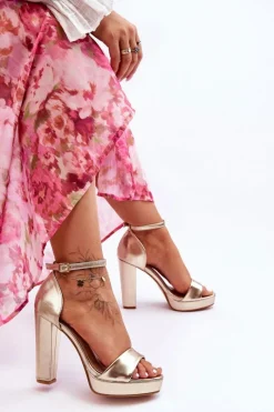 Clearance Boto Sandały Na Wysokim Obcasie Złote Mandy