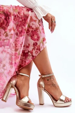 Clearance Boto Sandały Na Wysokim Obcasie Złote Mandy