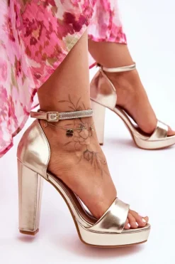 Clearance Boto Sandały Na Wysokim Obcasie Złote Mandy