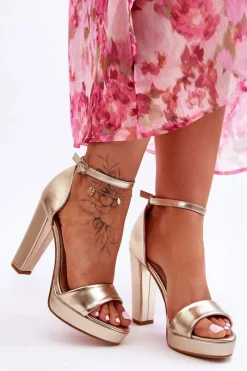 Clearance Boto Sandały Na Wysokim Obcasie Złote Mandy