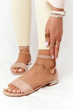 Sandały Na Obcasie|Sandały Płaskie>Buty damskie Vinceza Sandały Na Złotym Obcasie Vinceza 21-17119 Beżowe