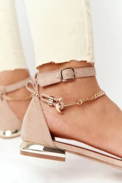 Sandały Na Obcasie|Sandały Płaskie></noscript>Buty damskie Vinceza Sandały Na Złotym Obcasie Vinceza 21-17119 Beżowe