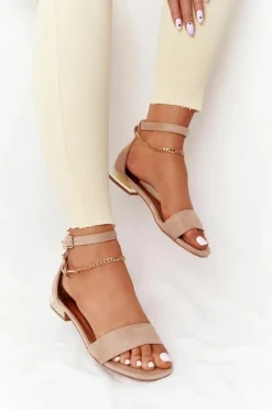 Sandały Na Obcasie|Sandały Płaskie></noscript>Buty damskie Vinceza Sandały Na Złotym Obcasie Vinceza 21-17119 Beżowe