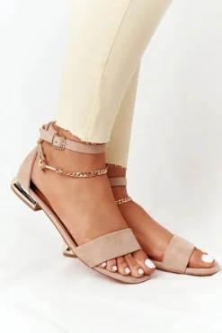 Sandały Na Obcasie|Sandały Płaskie></noscript>Buty damskie Vinceza Sandały Na Złotym Obcasie Vinceza 21-17119 Beżowe