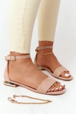 Sandały Na Obcasie|Sandały Płaskie></noscript>Buty damskie Vinceza Sandały Na Złotym Obcasie Vinceza 21-17119 Beżowe