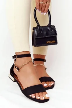 New Buty damskie Vinceza Sandały Na Złotym Obcasie Vinceza 21-17119 Czarne