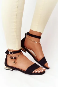 New Buty damskie Vinceza Sandały Na Złotym Obcasie Vinceza 21-17119 Czarne