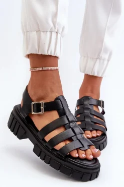 Outlet Boto Sandały Rzymianki Damskie Czarne Rosarose Czarny