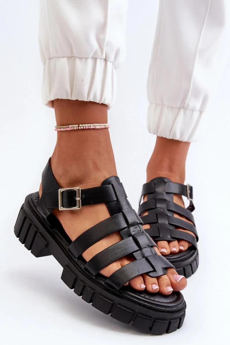 Outlet Boto Sandały Rzymianki Damskie Czarne Rosarose Czarny