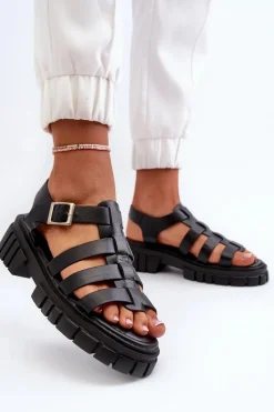 Outlet Boto Sandały Rzymianki Damskie Czarne Rosarose Czarny