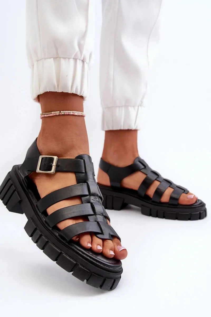 Outlet Boto Sandały Rzymianki Damskie Czarne Rosarose Czarny