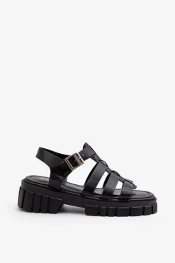 Outlet Boto Sandały Rzymianki Damskie Czarne Rosarose Czarny