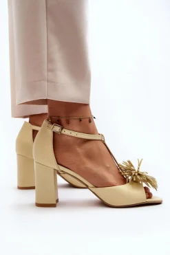 Sandały Na Słupku|Sandały Na Obcasie><noscript><img width=