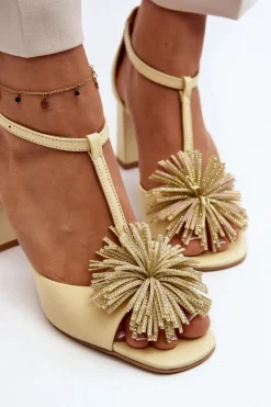 Sandały Na Słupku|Sandały Na Obcasie><noscript><img width=