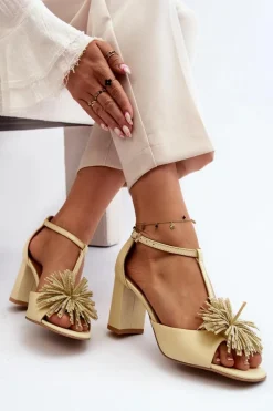 Sandały Na Słupku|Sandały Na Obcasie><noscript><img width=