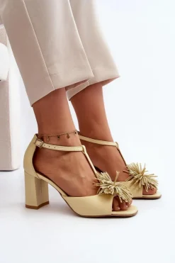 Sandały Na Słupku|Sandały Na Obcasie><noscript><img width=