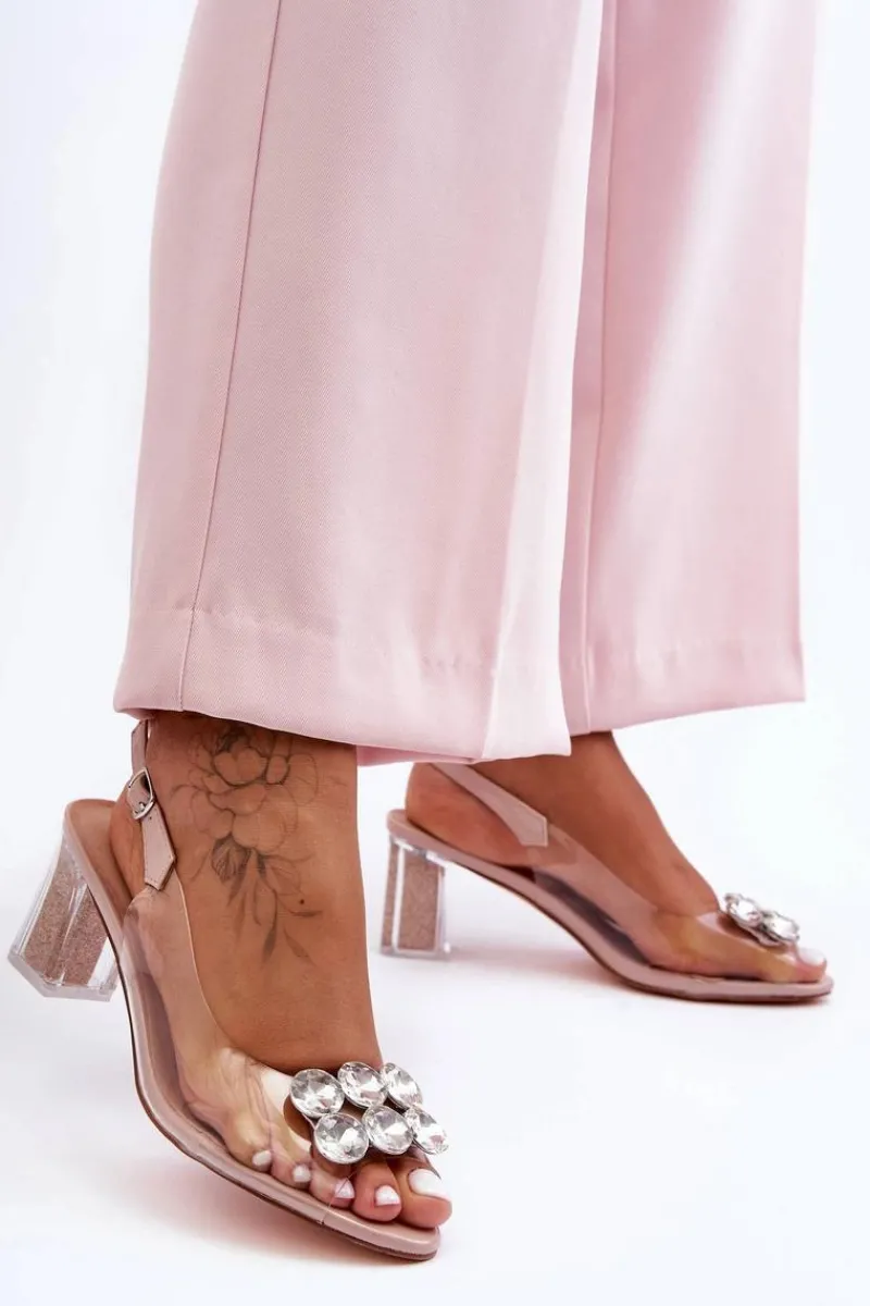 Hot Damskie buty S.Barski Sandały Transparentne Na Obcasie Różowe S.Barski MR1037-43