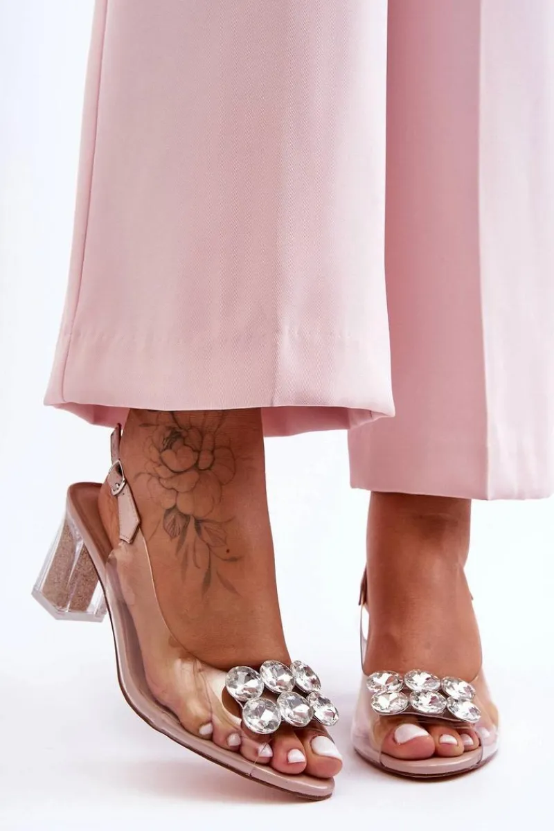 Hot Damskie buty S.Barski Sandały Transparentne Na Obcasie Różowe S.Barski MR1037-43