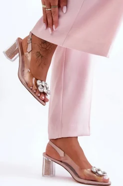 Hot Damskie buty S.Barski Sandały Transparentne Na Obcasie Różowe S.Barski MR1037-43
