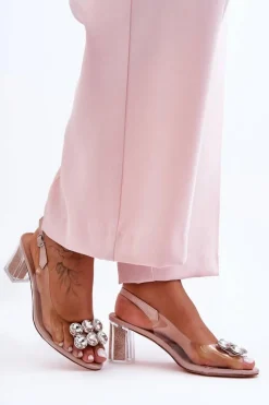 Hot Damskie buty S.Barski Sandały Transparentne Na Obcasie Różowe S.Barski MR1037-43