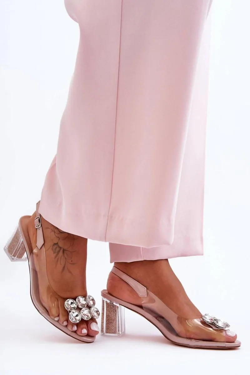 Hot Damskie buty S.Barski Sandały Transparentne Na Obcasie Różowe S.Barski MR1037-43