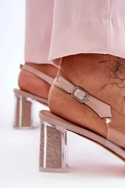 Hot Damskie buty S.Barski Sandały Transparentne Na Obcasie Różowe S.Barski MR1037-43