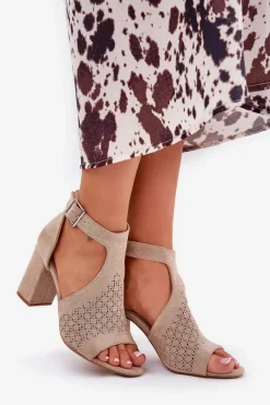 Sandały Na Słupku|Sandały Na Obcasie><noscript><img width=