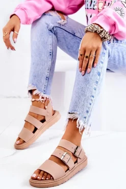 Best Boto Sandały Z Klamrą Beżowe Reese