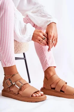 Outlet Boto Sandały Z Klamrą Camel Reese