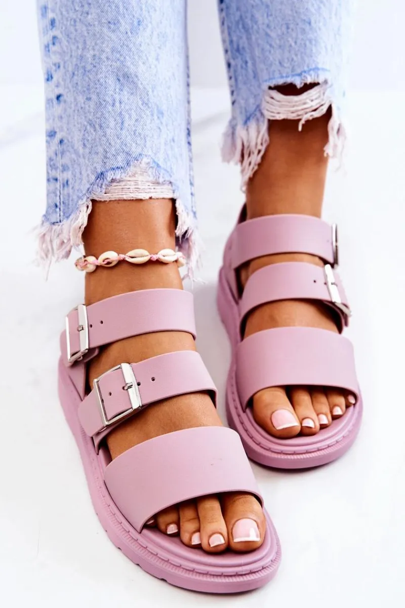 Sandały Gumowe|Sandały Płaskie>Boto Sandały Z Klamrą Fioletowe Reese