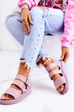 Sandały Gumowe|Sandały Płaskie>Boto Sandały Z Klamrą Fioletowe Reese