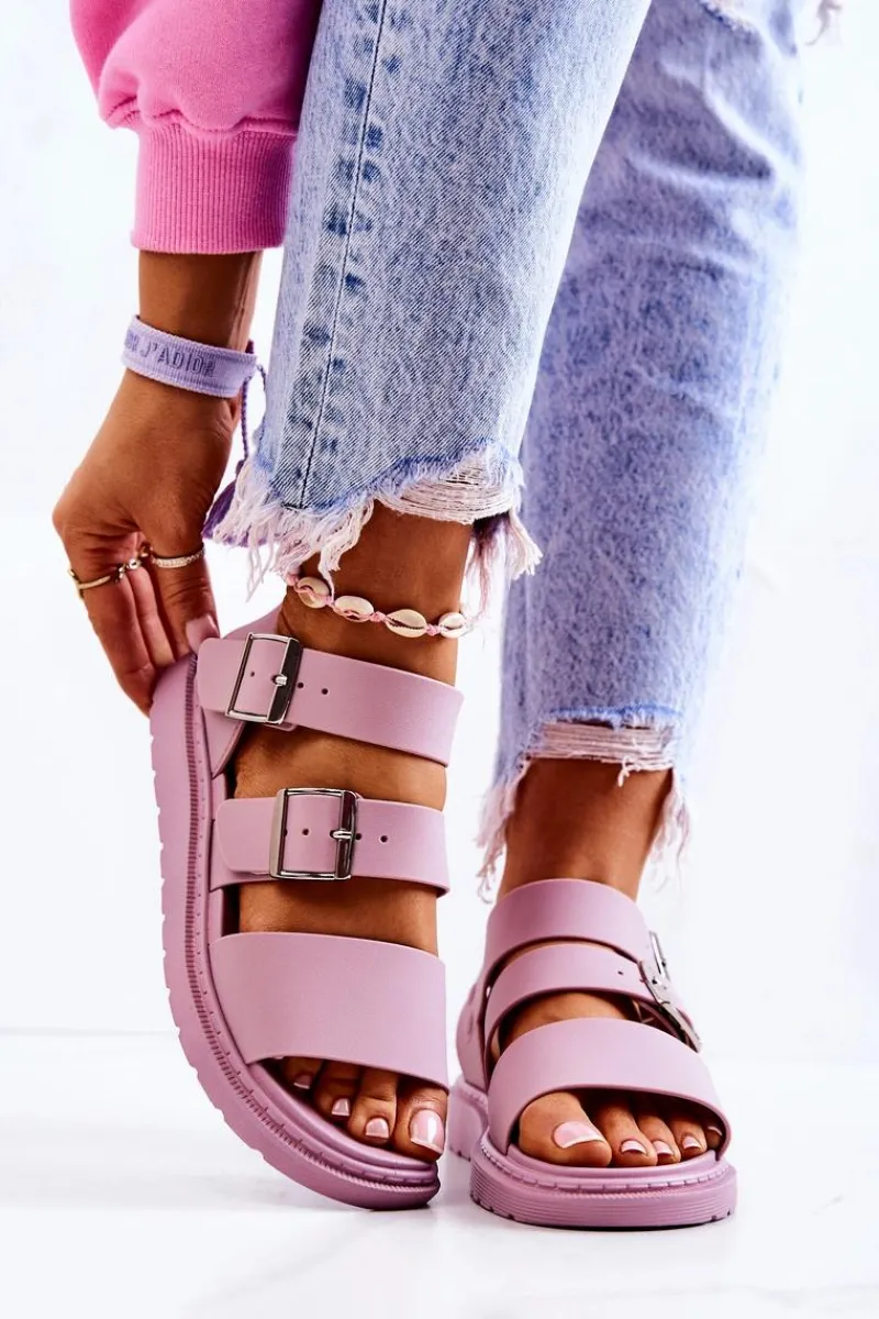 Sandały Gumowe|Sandały Płaskie>Boto Sandały Z Klamrą Fioletowe Reese