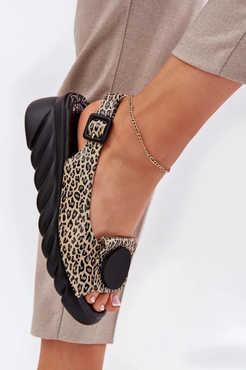 Sandały Na Koturnie>Artiker Sandały Z Naturalnej Skóry Na Koturnie 56C2186 Panterka