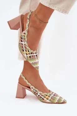 Sandały Na Słupku|Sandały Na Obcasie><noscript><img width=