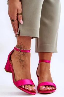 Sandały Na Obcasie>Boto Satynowe Sandały Na Niskim Obcasie Fuksja Juliet