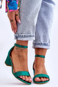 Best Boto Satynowe Sandały Na Niskim Obcasie Zielone Juliet