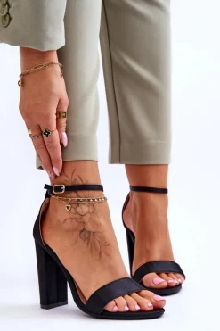 Sandały Na Obcasie>Boto Satynowe Sandały Na Obcasie Czarne Linsy