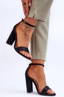 Sandały Na Obcasie>Boto Satynowe Sandały Na Obcasie Czarne Linsy