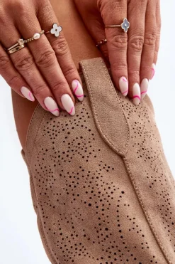 Online Damskie buty S.Barski S.Barski HY66-132 Kozaki Damskie Ażurowe Beżowe